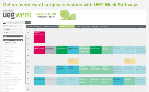 Get an overview of surgical sessions with UEG Week Pathways
